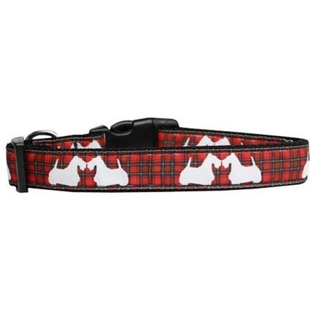 UNCONDITIONAL LOVE Red Plaid Scottie Pups Nylon Dog Collar; Large UN915861